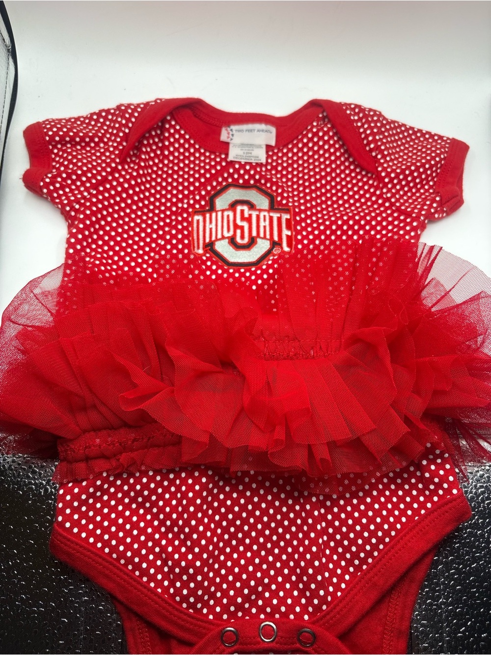 Ohio State 12 months Red Polka Dot Baby Tutu Bodysuit
